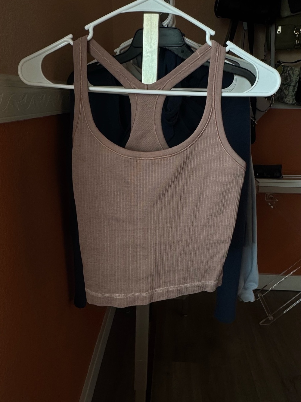 Ribbed Cropped Tank Top - Mauve Pink